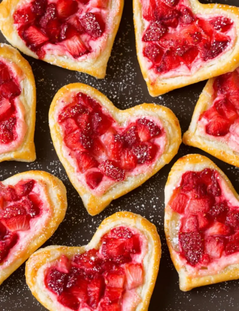 Strawberry Cream Cheese Breakfast Pastries. Heart-Shaped Recipes