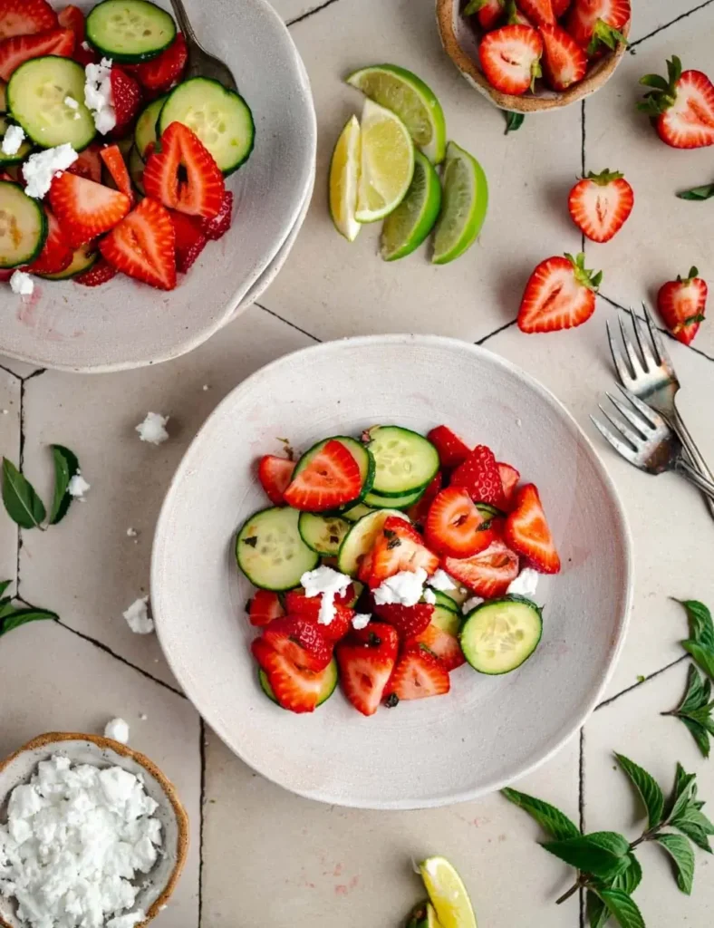 Strawberry Cucumber Salad With Mint. valentine's day appetizers