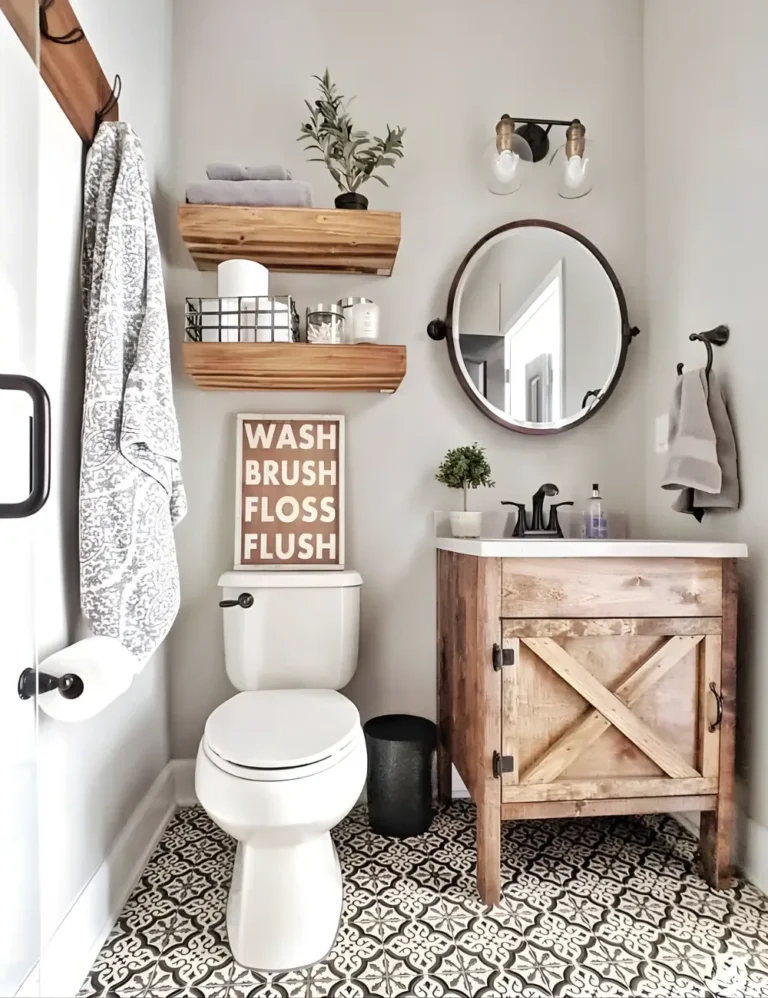 Style-Simple-Wooden-Shelves-for-Everyday-Storage.-Farmhouse-Bathroom-Ideas