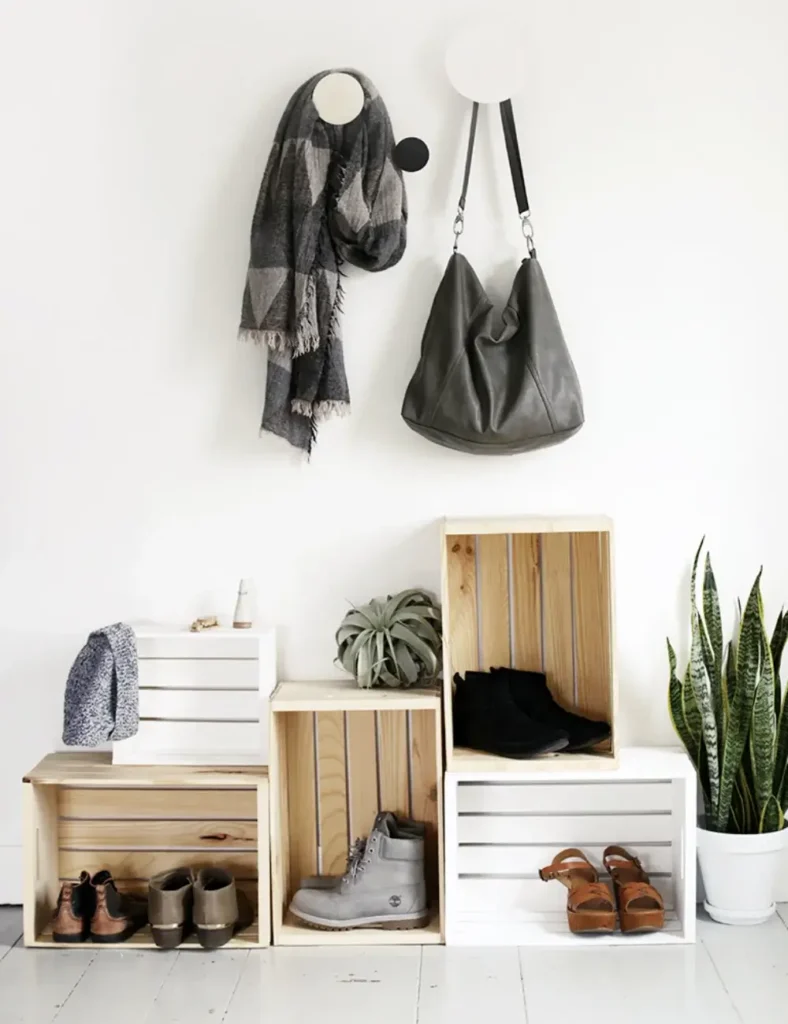 Wooden Crates DIY shoe storage ideas