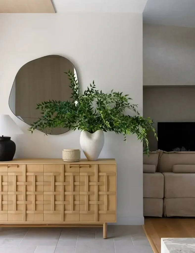 Add Texture With a Woven Wood Sideboard