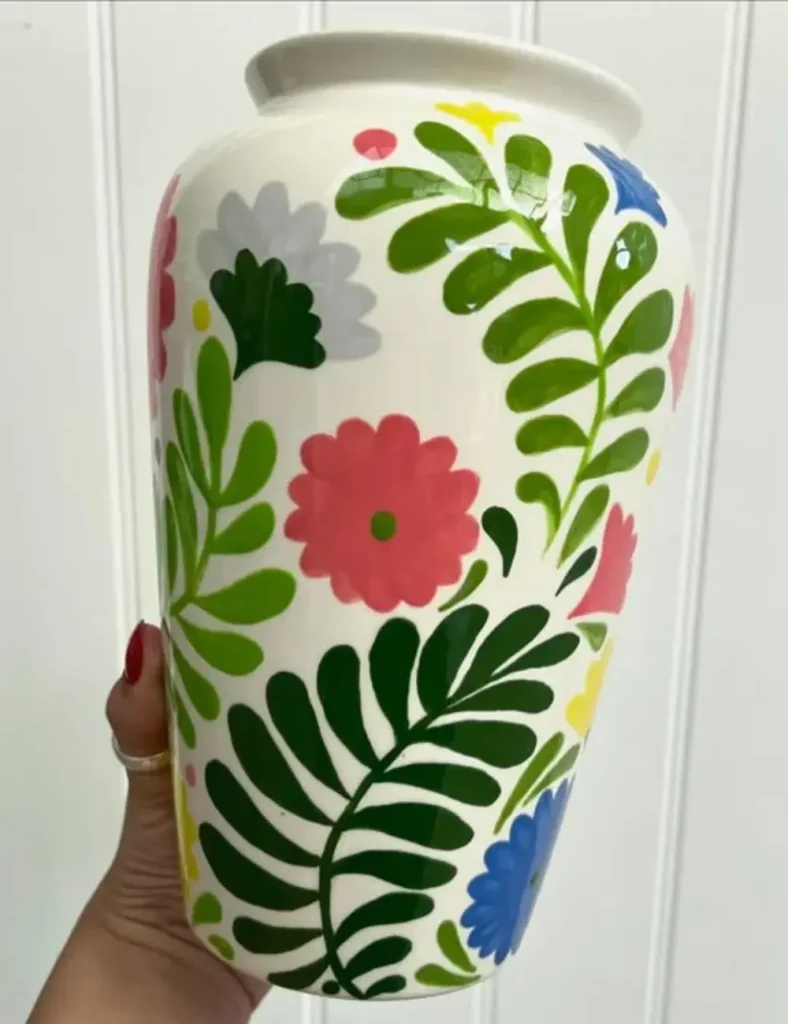 Bold Botanical Print VASE. ceramic vase painting ideas