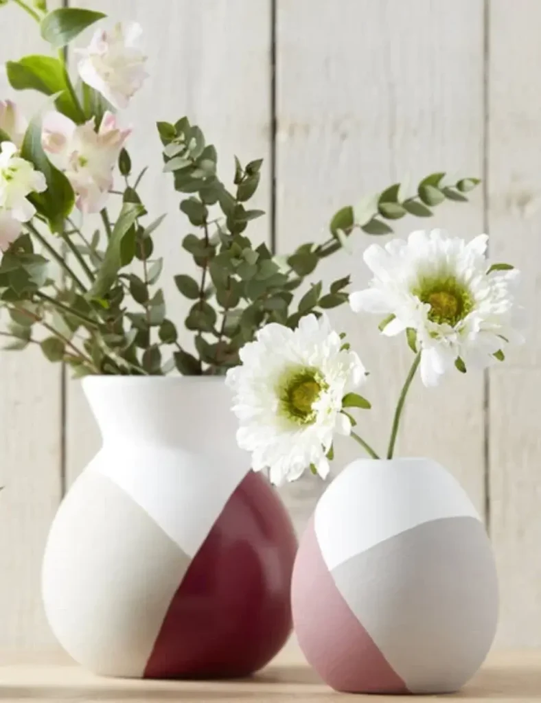COLOR-BLOCK VASES. ceramic vase painting ideas