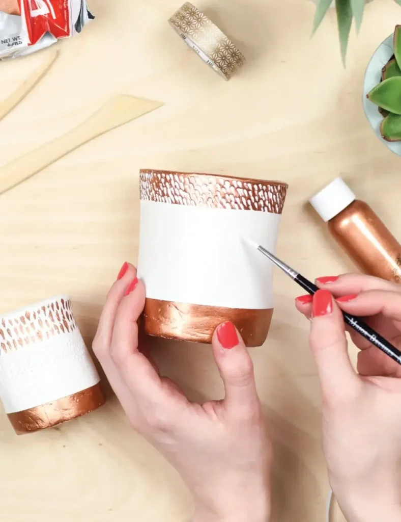 Copper-Dipped Clay Planters