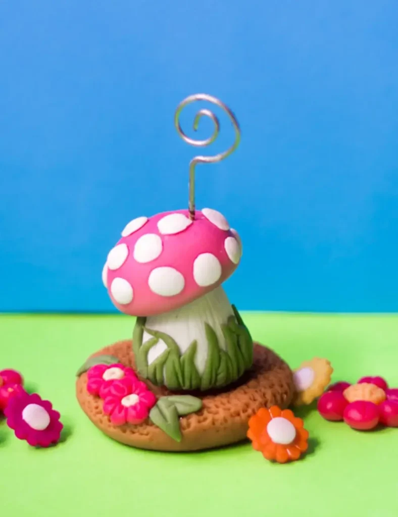 DIY Clay Mushroom Photo Holder