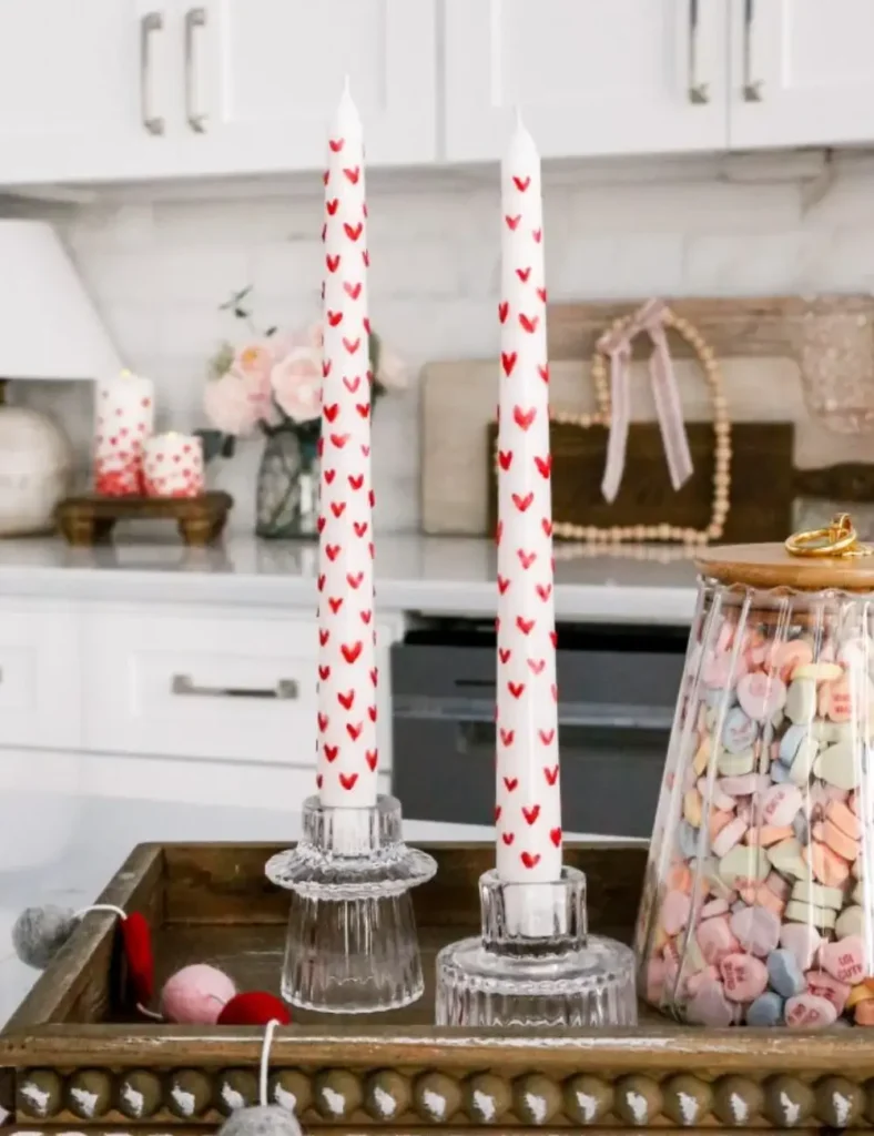 DIY Painted Heart Candles