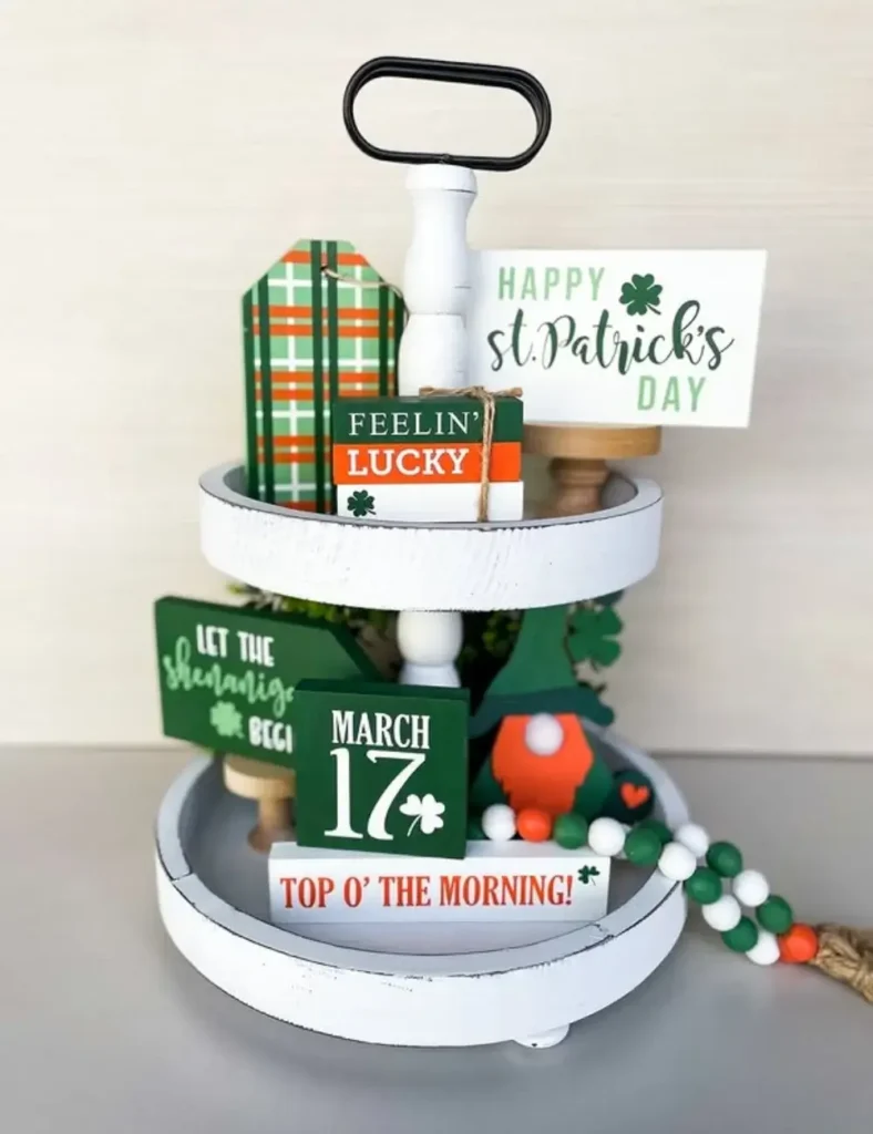 Green-and-White Palette st patrick's day tiered tray
