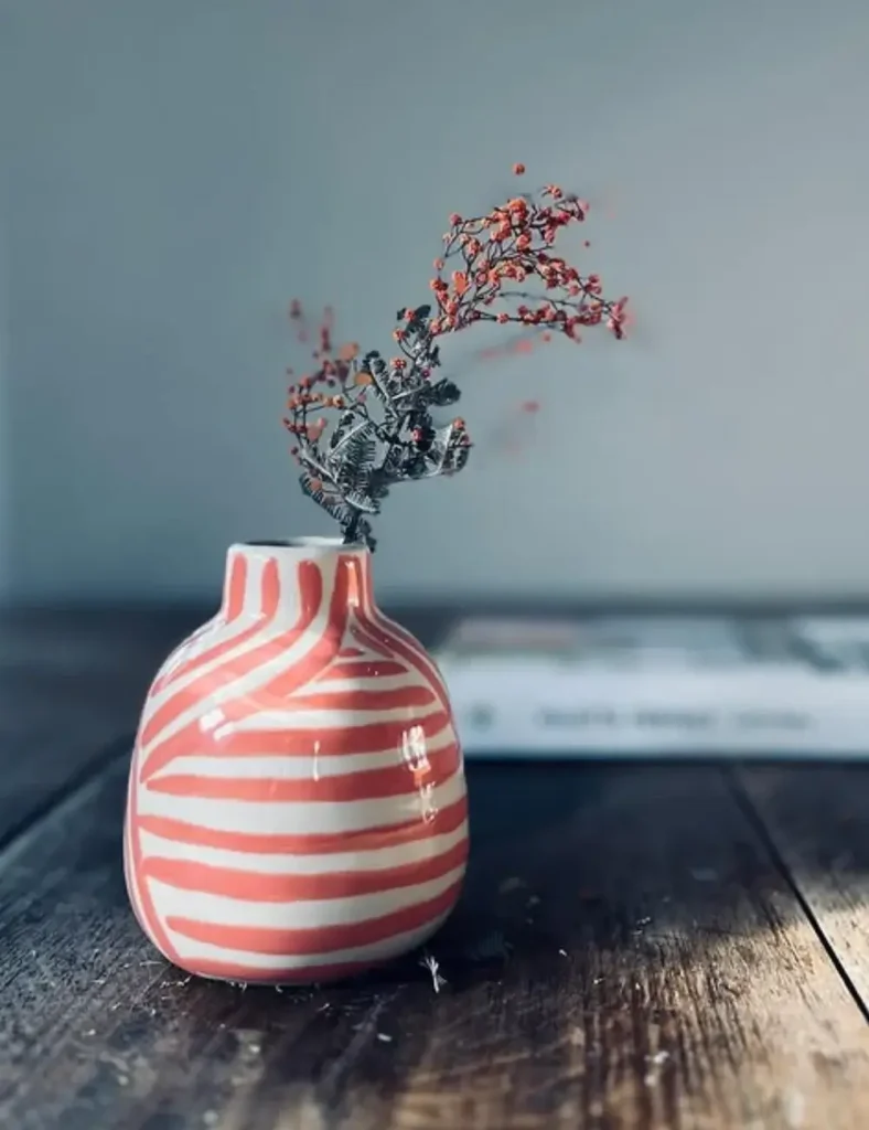 Hand-Painted Wavy Stripes VASE. ceramic vase painting ideas