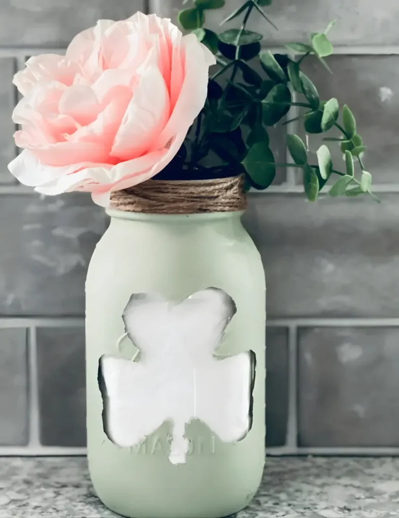 Homemade St. Patrick’s Day Shamrock Mason Jar