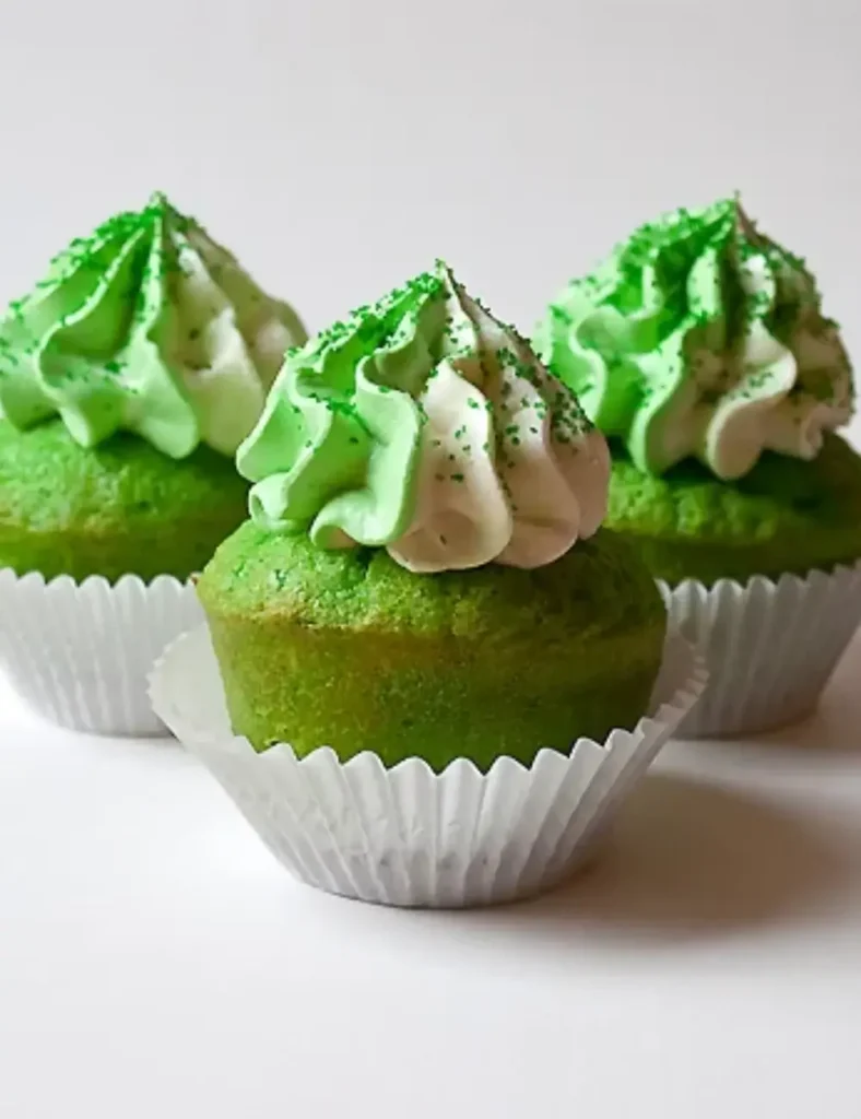 Lucky Green Velvet Cupcakes and Fluffy Buttercream Frosting