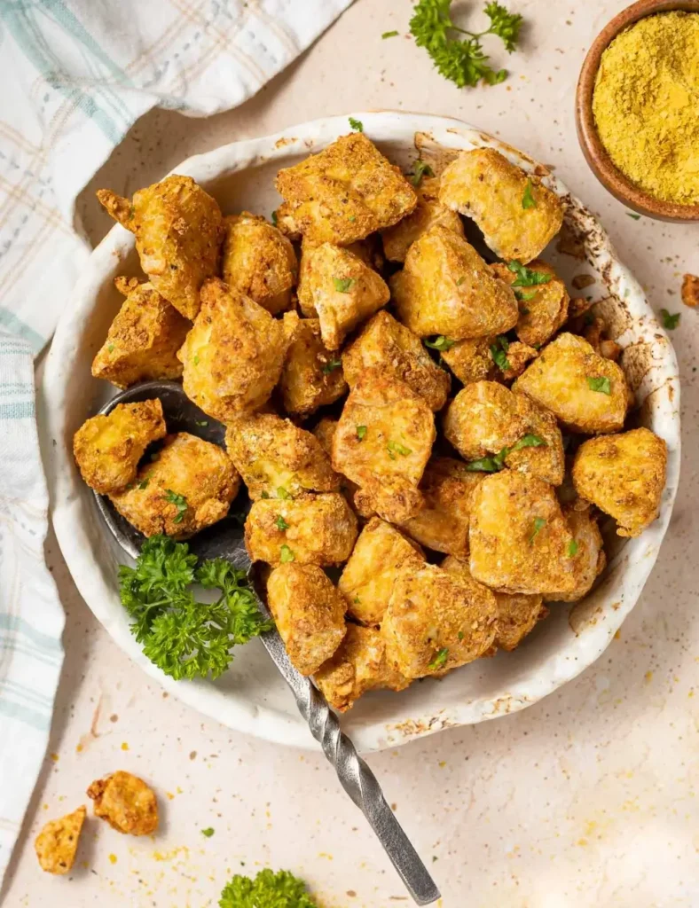 Nutritional Yeast Tofu. Vegan Air Fryer Recipes