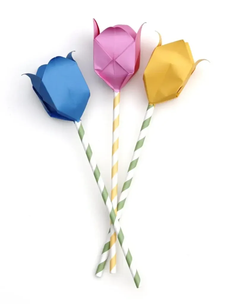 Origami Tulips With Stems