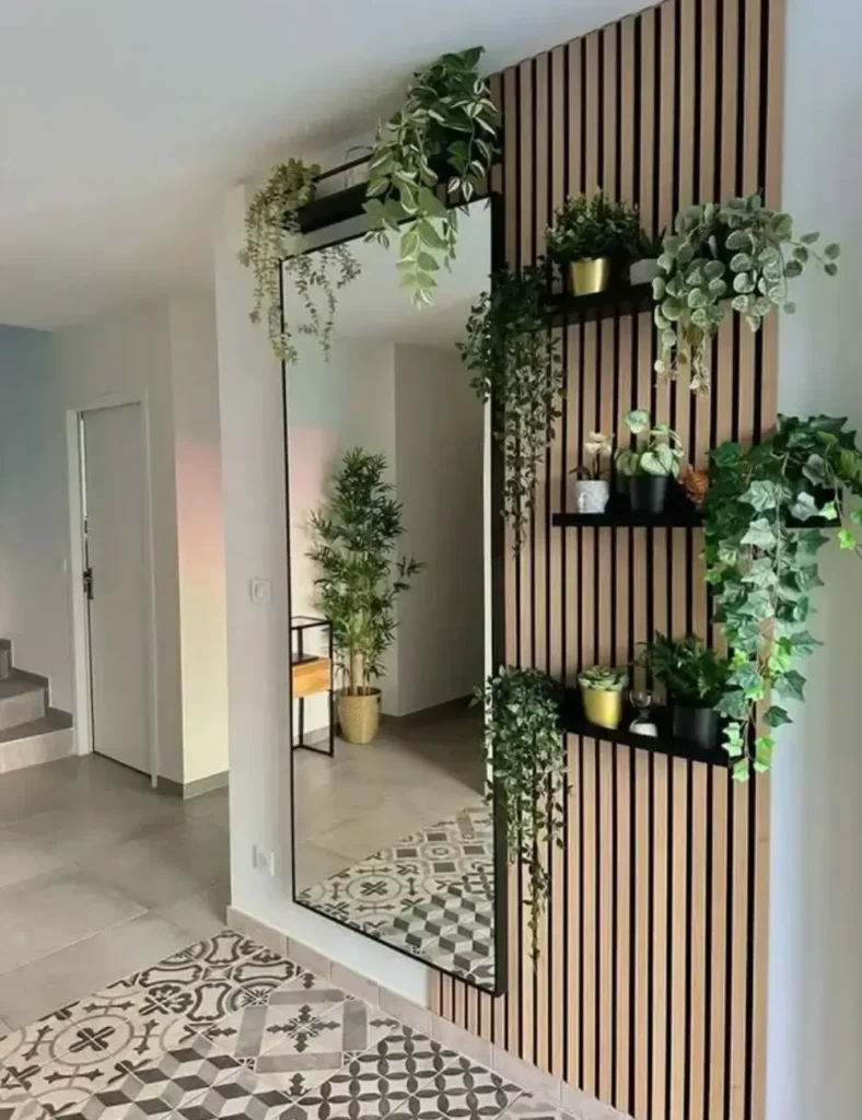 Pair Wood Slats With Lush Greenery