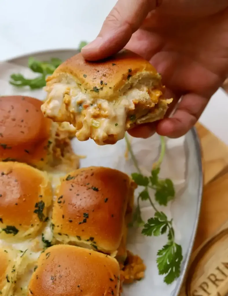 Pull Apart Ground Chicken Sliders with Queso