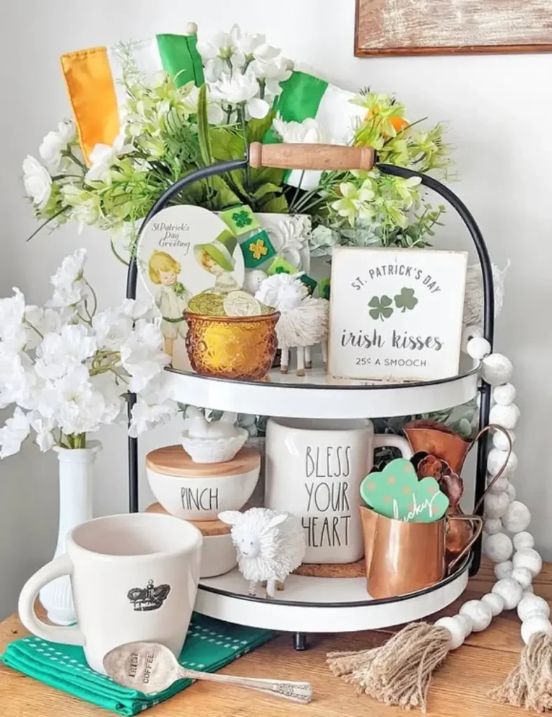 SIMPLE st patrick's day tiered tray decor ideas