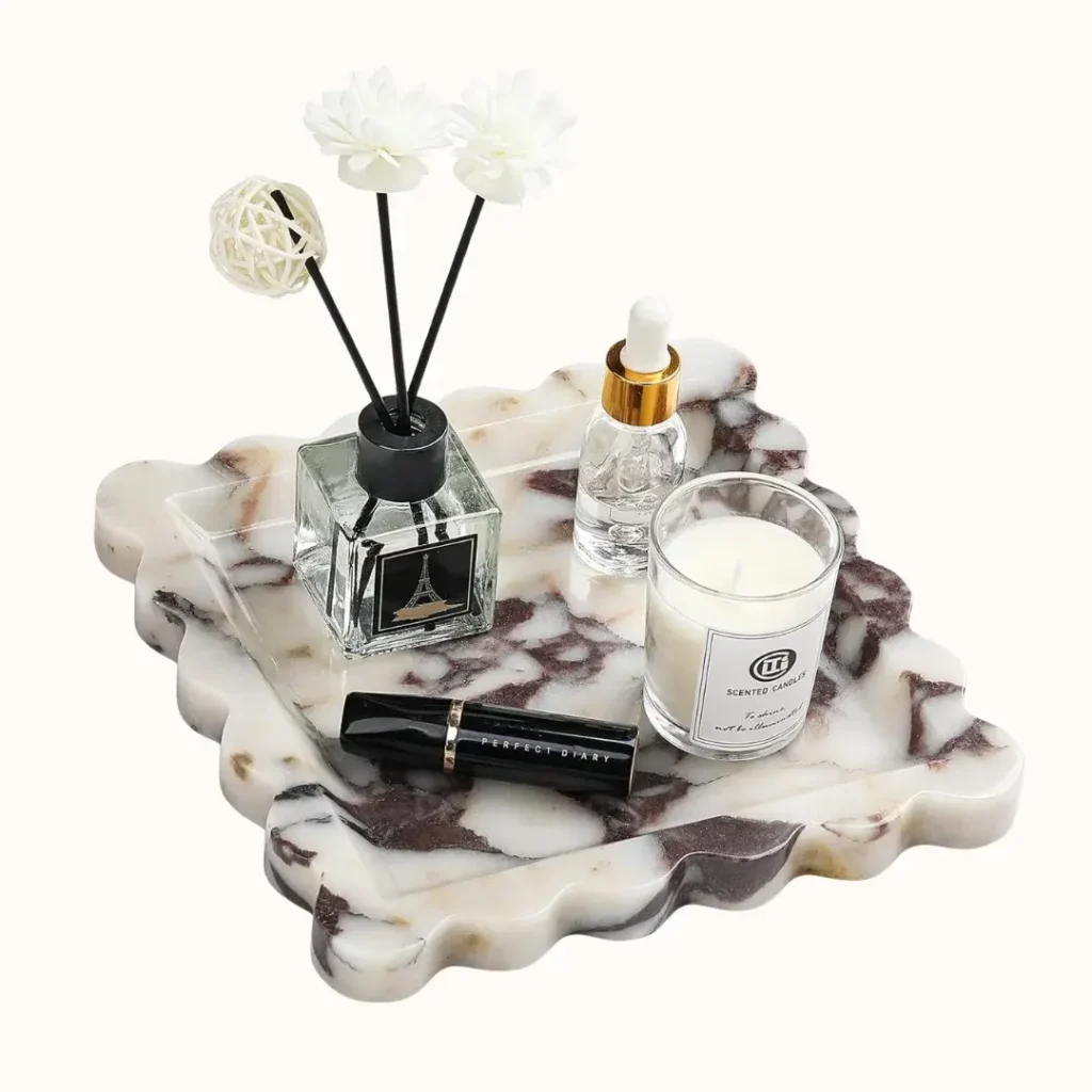 Scalloped Marble Vanity Tray