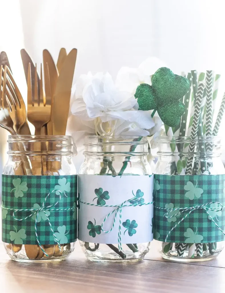 Scrapbook Paper Shamrock Mason Jars