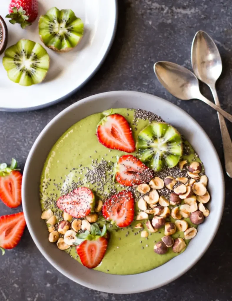 Strawberry Kiwi Protein Smoothie Bowl. High-Protein Breakfast Recipes