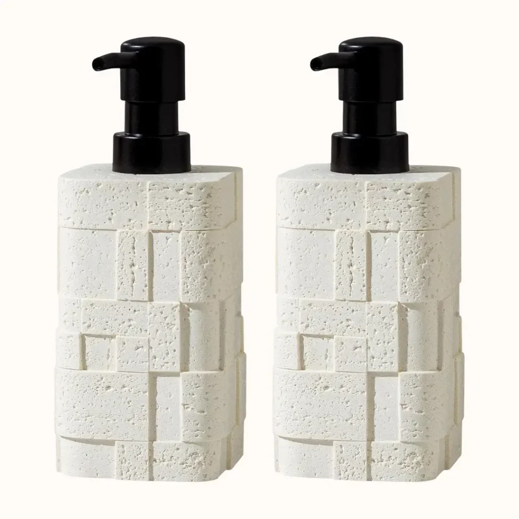 Textured Stone Soap Dispenser Set