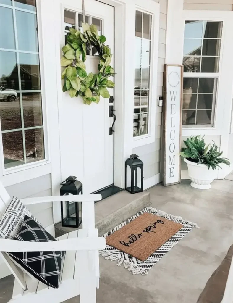 neutral spring front porch decor ideas