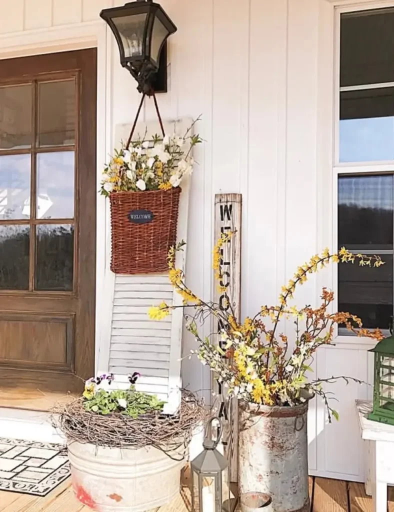 rustic spring front porch decor ideas