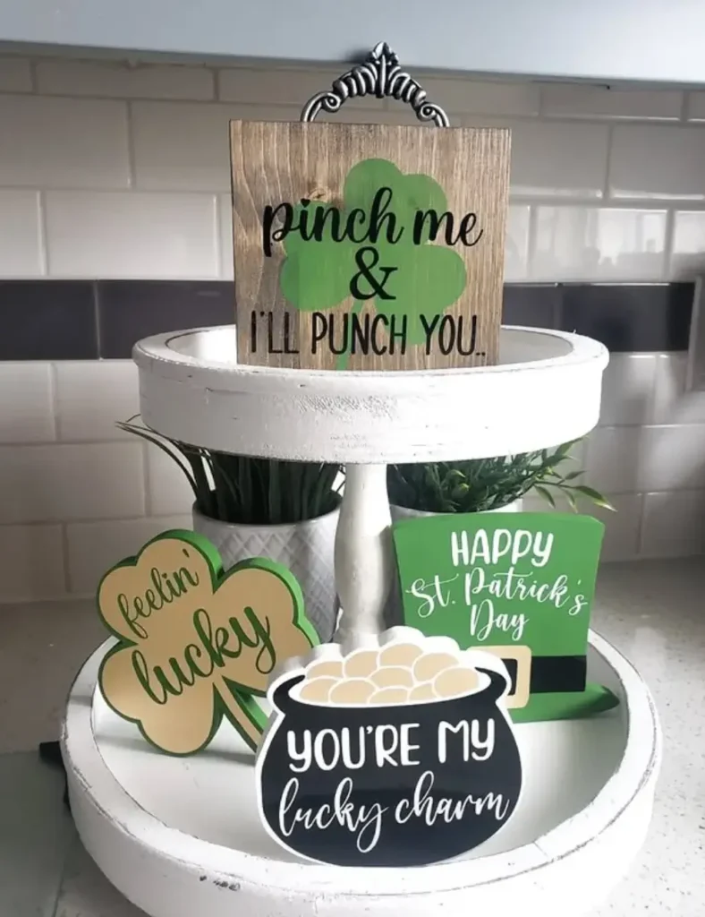 st patrick's day tiered tray decor ideas
