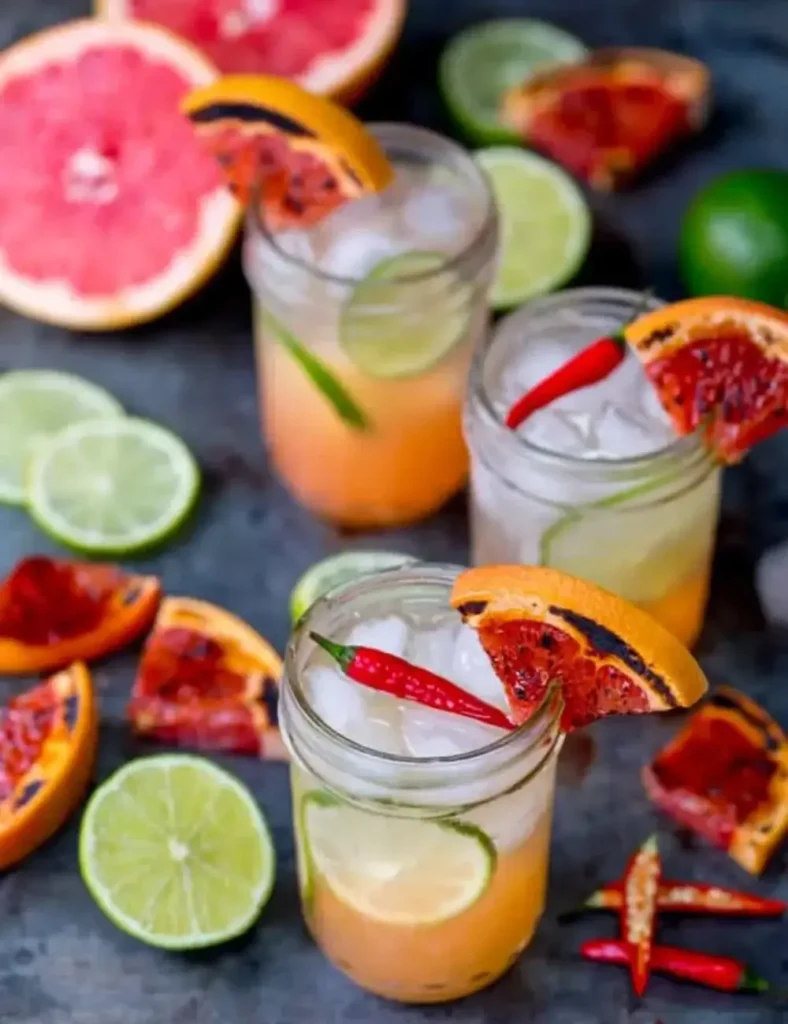 Charred Grapefruit and Ginger Fizz with Chilli Syrup Mocktail