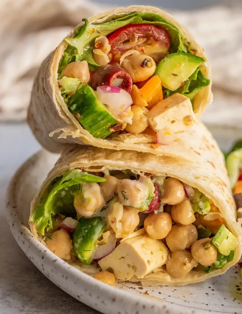 Greek-Inspired Chickpea Tofu Wraps