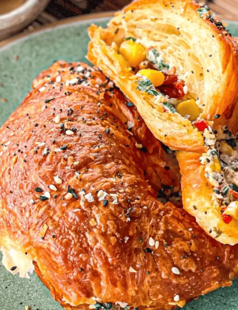 Spinach and Corn Croissant Sandwich