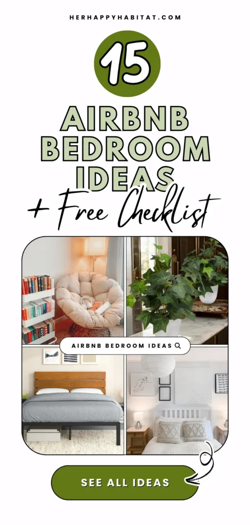 Pinterest pIn for this post. Airbnb bedroom ideas