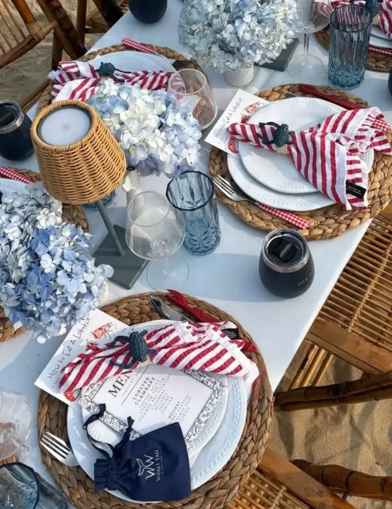 Bring in Nautical Stripes with Coastal Details. summer tablescapes