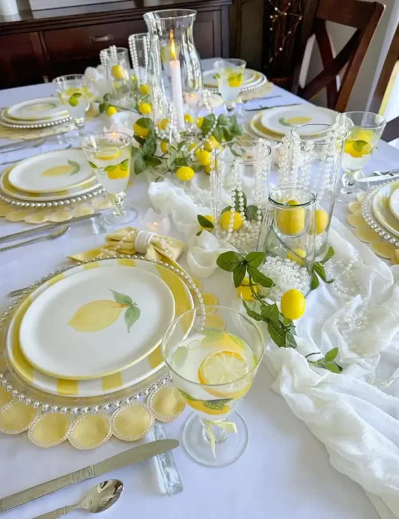 Create a Lemon and Pearl Tablescape. summer tablescapes