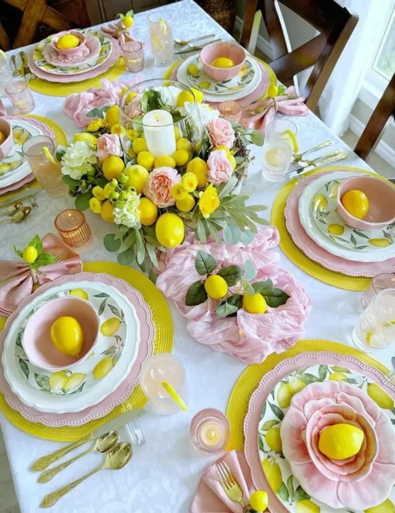Pair Soft Pink with Lemon Accents