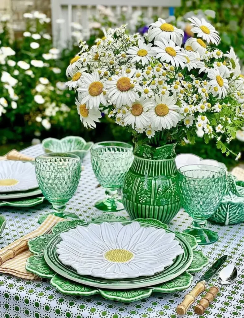 Style a Fresh Green and Daisy Table