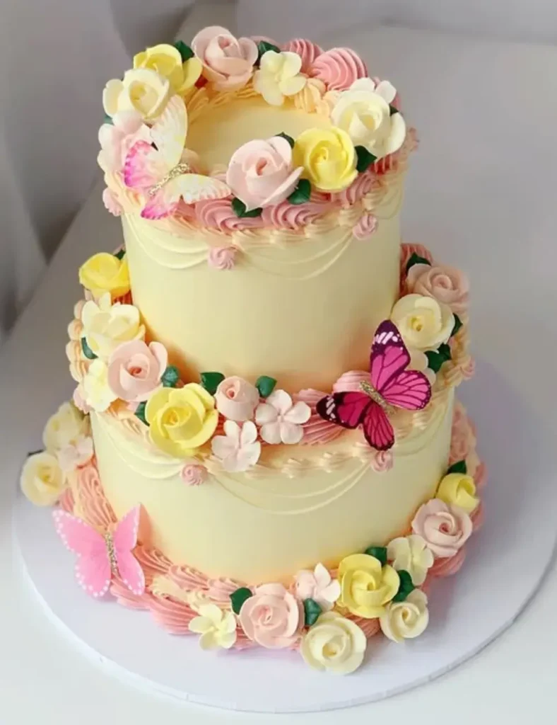 Two-Tier Rose Garland Cake