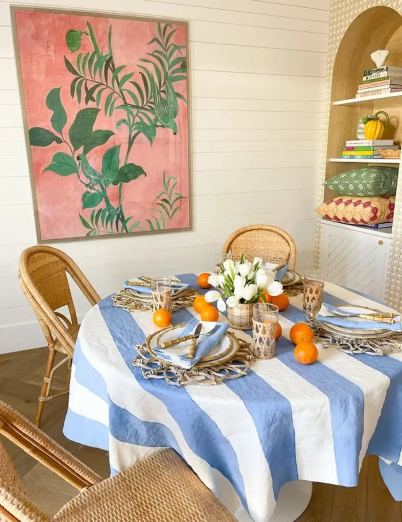 Use Blue Stripes with Simple Citrus Accents