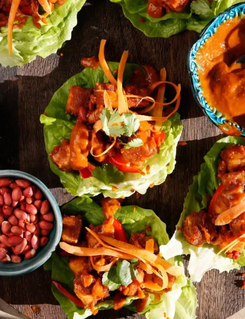 Peanut Tofu Lettuce Wraps