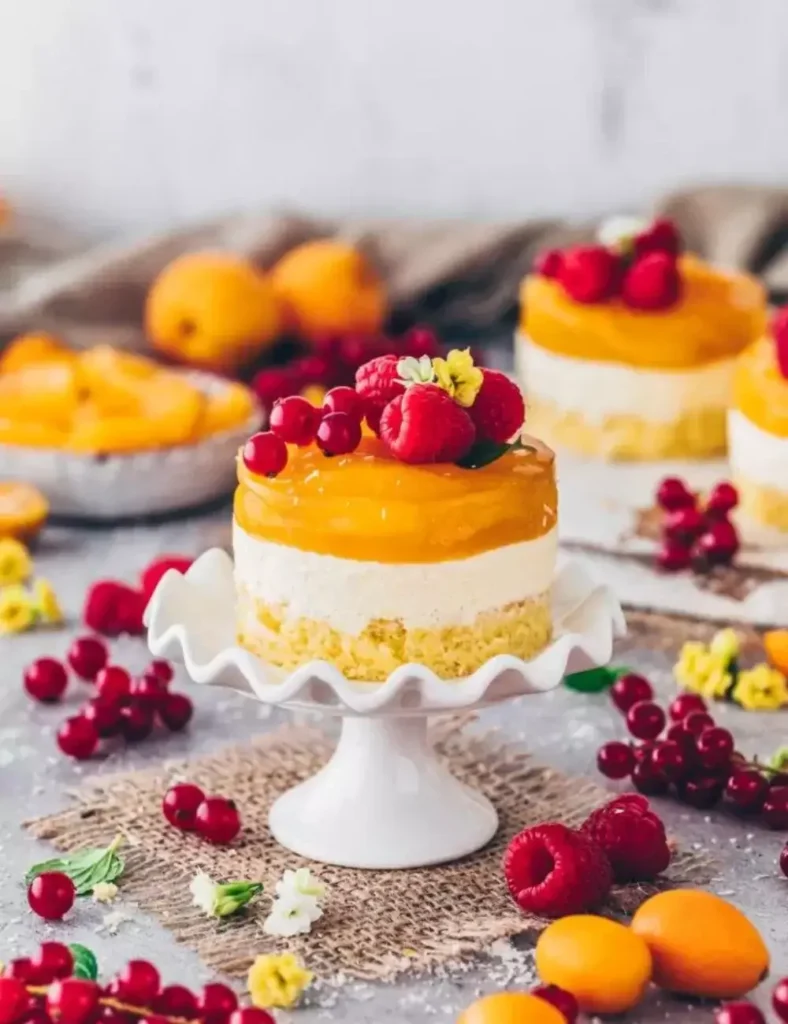 Apricot Cream Cakes _ Vegan Mini Cheesecake .Apricot Dessert Recipes