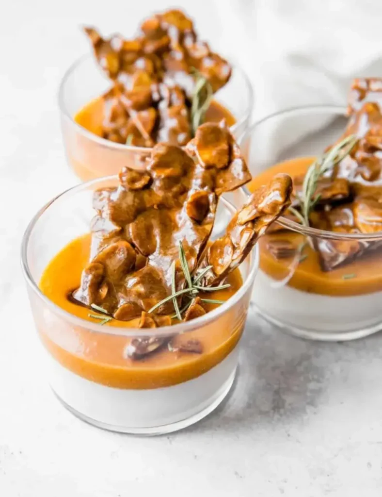 Apricot Melon & Rosemary Panna Cotta with Almond brittle. Apricot Dessert Recipes
