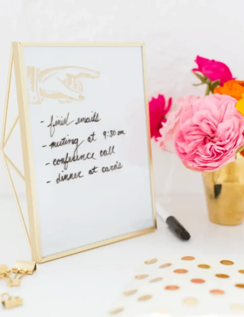 DIY Desktop Dry Erase Board. DIY Desk Decor Ideas