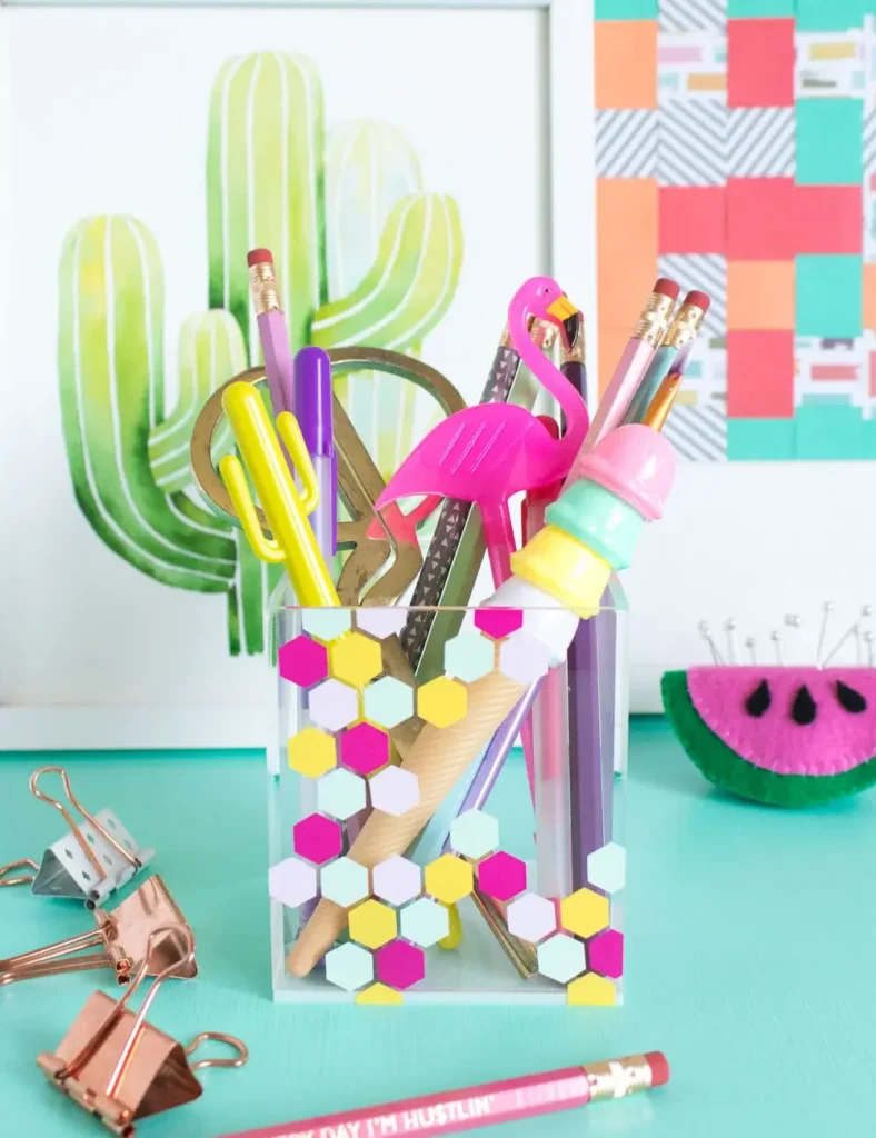DIY Honeycomb Acrylic Organizer. DIY Desk Decor Ideas