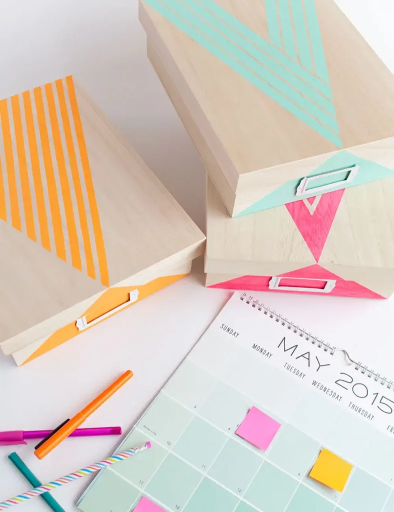 DIY Painted Storage Box. DIY Desk Decor Ideas