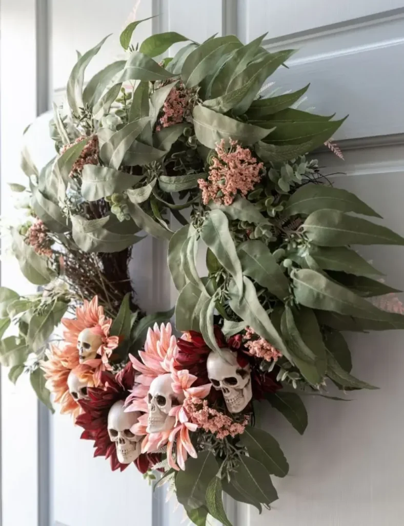 DIY Skull Sunflower Halloween Wreath. DIY Halloween Wreaths