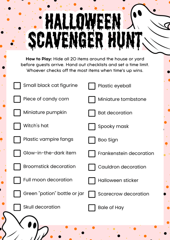 FREE Halloween Scavenger Hunt Printable