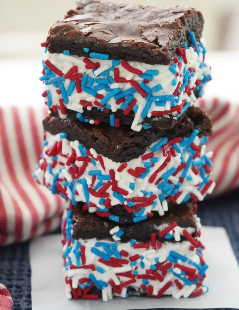Festive 4th of July Brownie Ice Cream Sandwiches