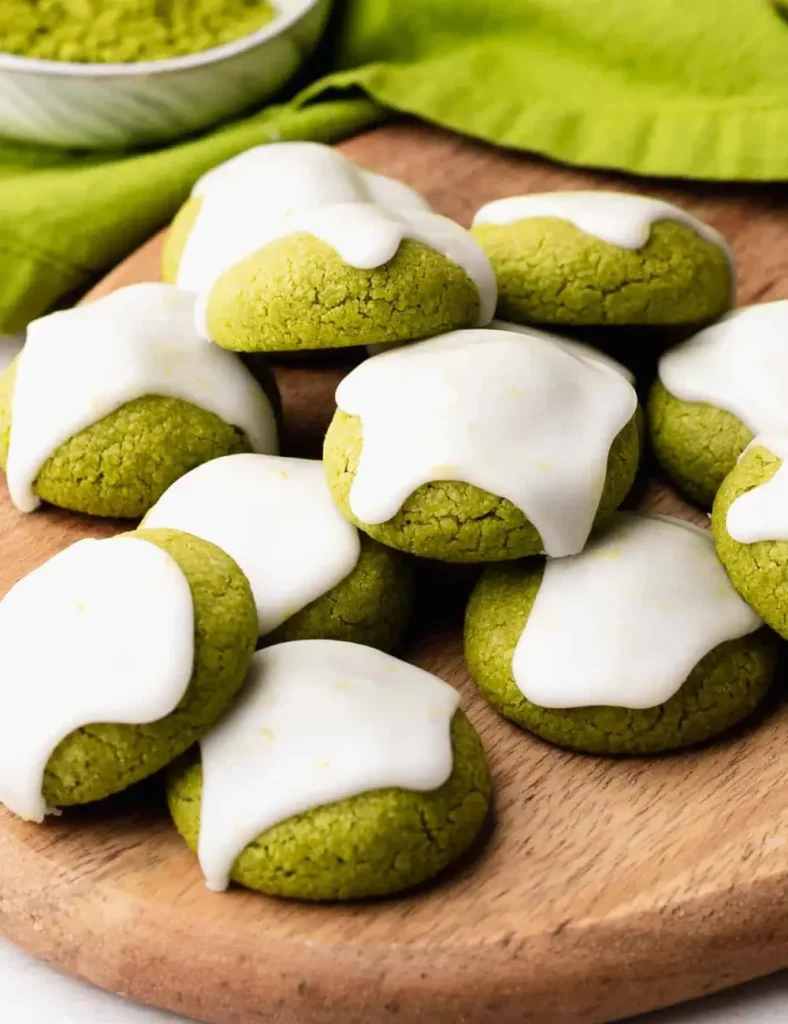 Gluten Free Lemon Iced Matcha Cookies