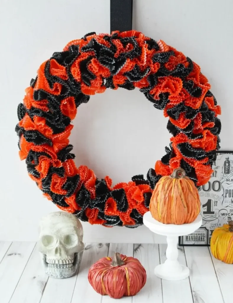 Halloween Cupcake Liner Wreath. DIY Halloween Wreaths