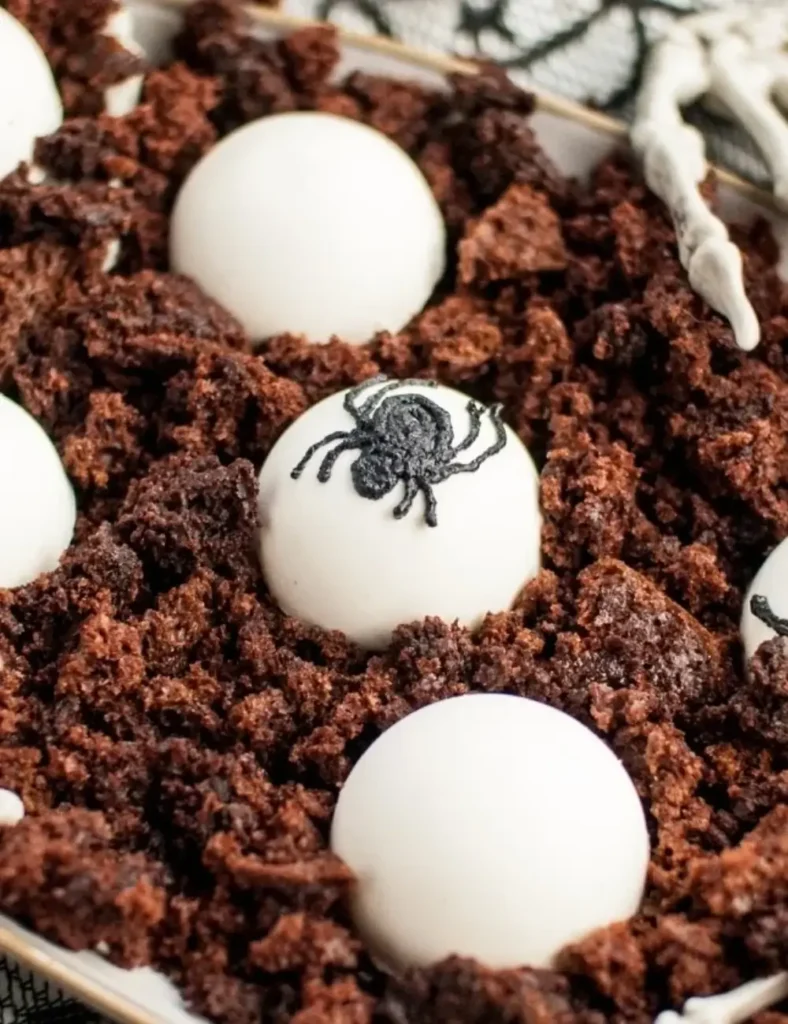 Halloween Spider Egg Domes Dessert. Halloween Desserts