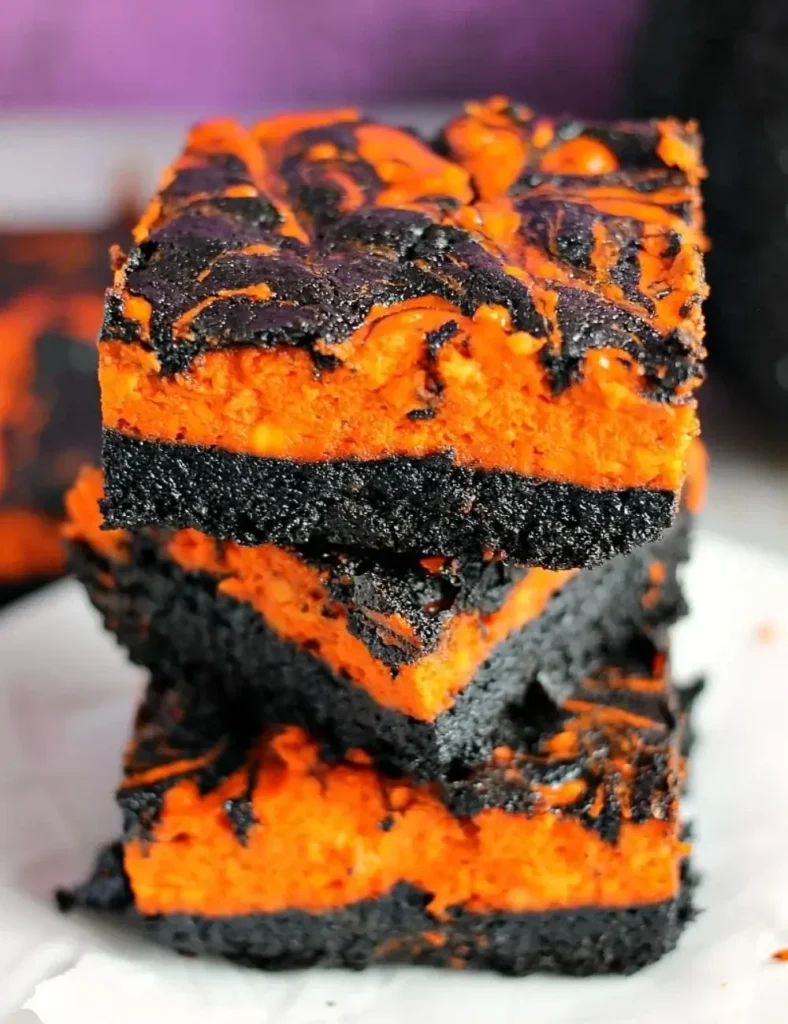 Halloween Swirl Cream Cheese Brownies. Halloween Desserts