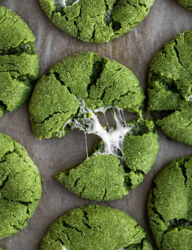 Marshmallow Stuffed Matcha Cookies